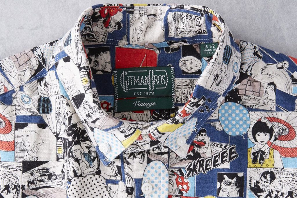 Gitman Vintage представил зимнюю льняную рубашку с принтом в стиле поп арт воротник