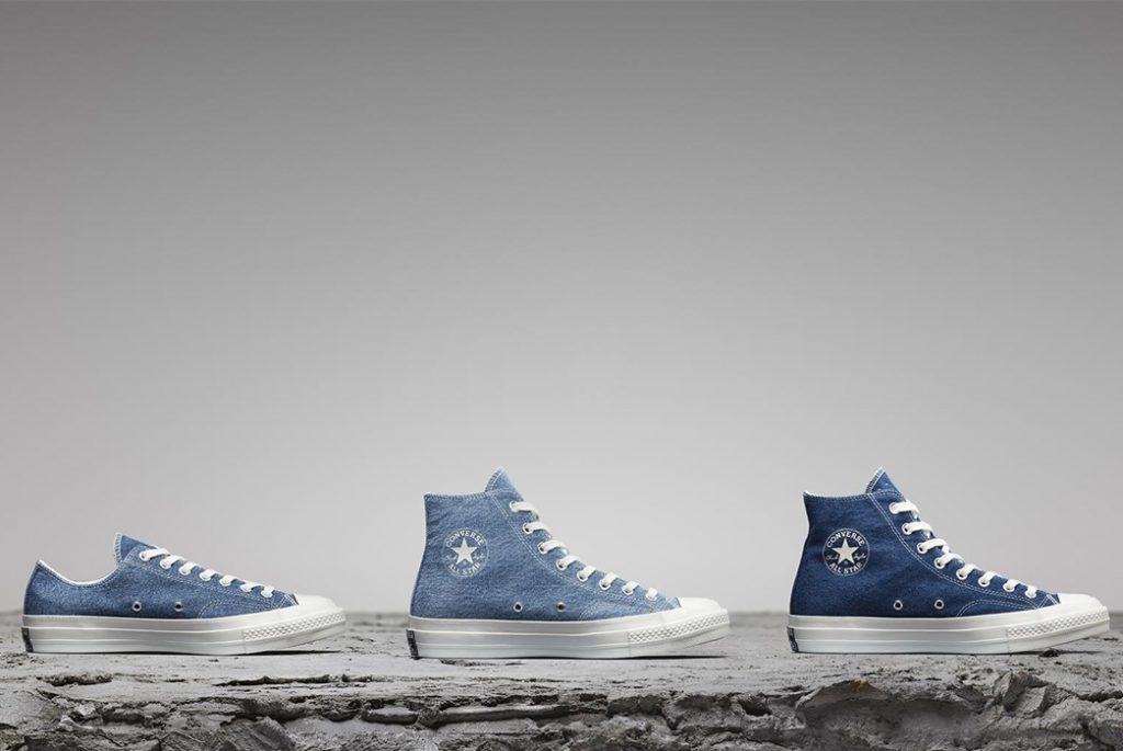 Три разных цвета обуви Converse из перемотанного денима