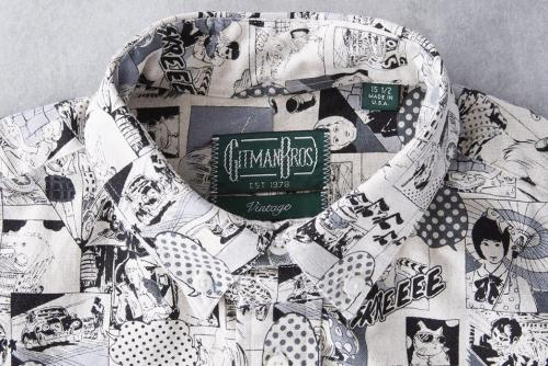 Gitman Vintage представил зимнюю льняную рубашку с принтом в стиле поп-арт-черно-белая-воротник